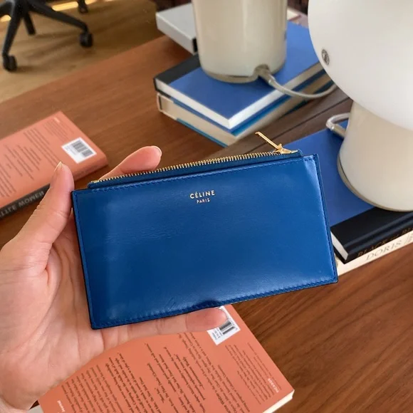 Celine Blue Leather Zip Wallet - Picture 11 of 12